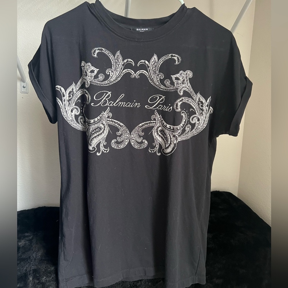 Balmain Paris Black Graphic T-Shirt